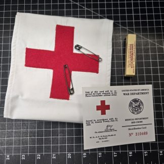 WWII U.S. Red Cross Brassard, Morphine Syrette Box & Medic ID Card Blemished Reproduction Lot