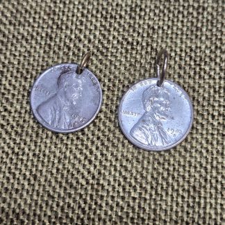 1943 Steel Wheat Cents with Jump Rings, Jewelry Charms, Pair