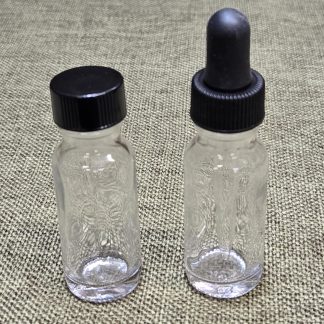 Bottle, Boston Round, Clear Glass with or without dropper - 1/2 oz.