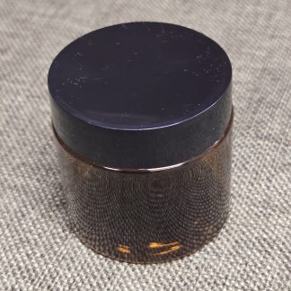 Vintage-Looking 2" Plastic Amber Jar with Black Cap