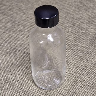 Vintage-looking Clear Glass Boston Round Bottle 4"