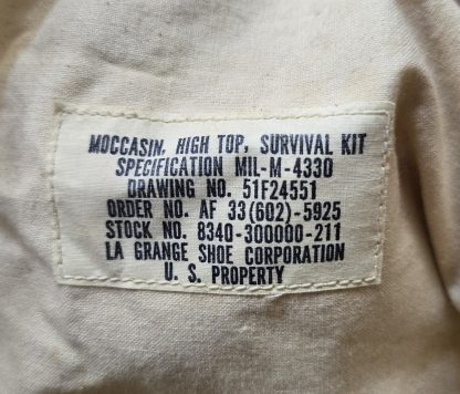 USAF survival kit moccasins, high-top style- Fits Size 10. 1950s-60s - Image 5