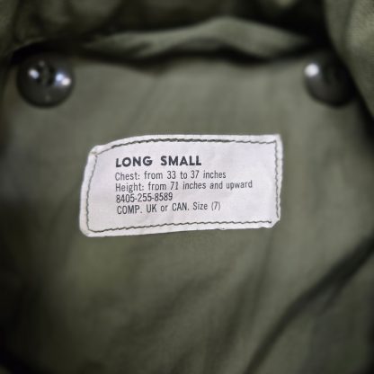 Coat, Man’s, Cotton Wind Resistant, Sateen, Vietnam Era 1963 Small Long - Image 2