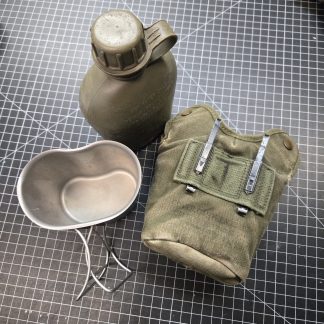 Vietnam Ear Canteen Carrier, Cup, and 1964 Dated Canteen