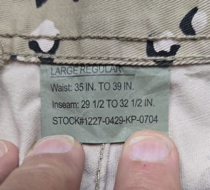 Six-Color Desert Camouflage Trousers in the classic “Chocolate Chip” Gulf War pattern- Large Regular size - Image 3