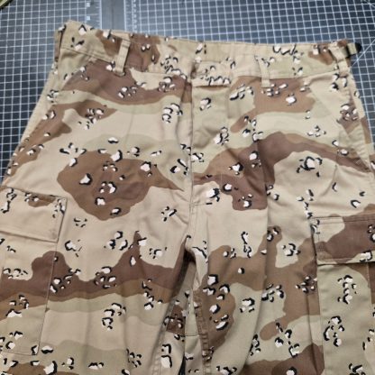 Six-Color Desert Camouflage Trousers in the classic “Chocolate Chip” Gulf War pattern- Large Regular