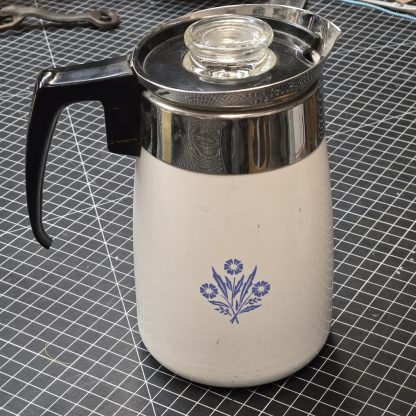 Corning Ware 6-Cup Percolator Coffee Pot- Cornflower Blue pattern, produced circa 1959–1970s - Image 6