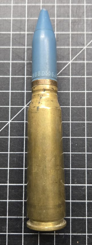 20mm Dummy Training Round M55A3 Blue Tip Inert Aircraft Cannon Round Brass Case