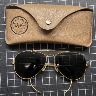 Vintage Aviator Sunglasses Cable Temple Military Style w/ Bausch & Lomb Ray-Ban Case