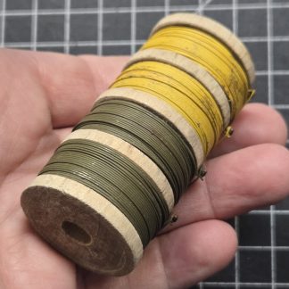 Vintage U.S. Military Tripwire / Demolition Wire Wooden Spool Green & Yellow WWII Era