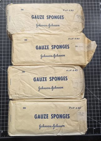 Vintage 1962 Johnson & Johnson Gauze Sponges 4x4 8 Ply Vietnam Era Medical Lot of 4