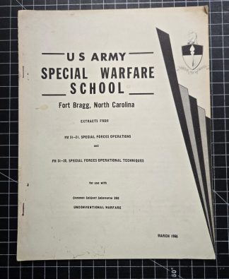 US Army Special Warfare School Subcourse 288 Unconventional Warfare Booklet 1966