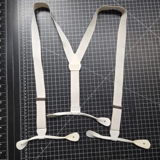 Vintage Military Dress Suspenders White Vinyl Formal Uniform Braces