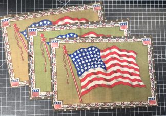 Lot of 3 Vintage 48-Star American Flag Flannel Fabric Panels