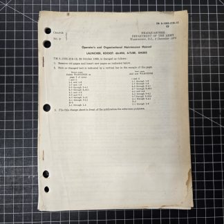 Vietnam War XM202 66mm Four Tube Rocket Launcher Technical Manual TM 3-1055-218-12