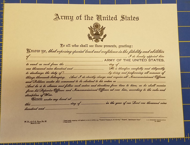 Non Commissioned Officer Promotion Certificate Service Of Supply